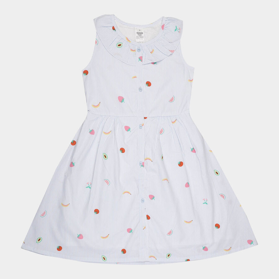 Girls Cotton Frock, Light Blue, large image number null