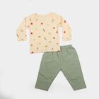 Infants' Light Green Cotton Round Neck Printed Baba Suit, Light Green, small