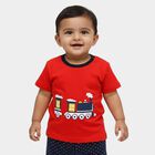 Infants' Red Cotton Round Neck Casual T-Shirt, Red, small