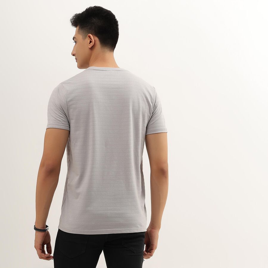 Men's Light Grey Round Neck T-Shirt, Light Grey, large