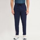 Men's Navy Blue Regular Fit Side-Panelled Track Pants, Navy Blue, small