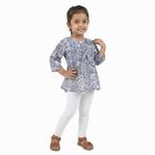 Girls' White Round Neck Bohemian T-Shirt, White, small