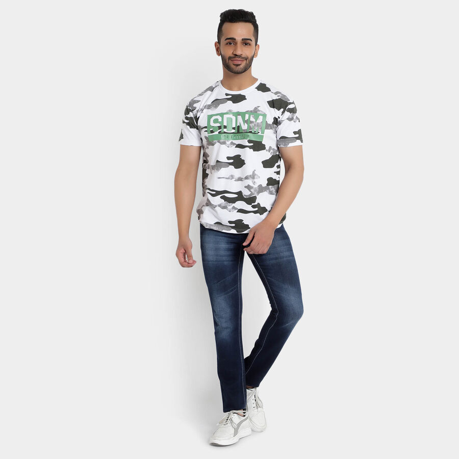 Printed Round Neck T-Shirt, Dark Grey, large image number null