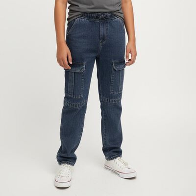 Boys' Dark Indigo Relaxed Fit Cargo Jeans