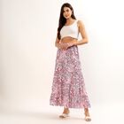 Women's Pink Regular-Fit Pleated Maxi Skirt, गुलाबी, small