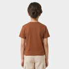 Girls Brown Round Neck Regular T-Shirt, भूरा, small