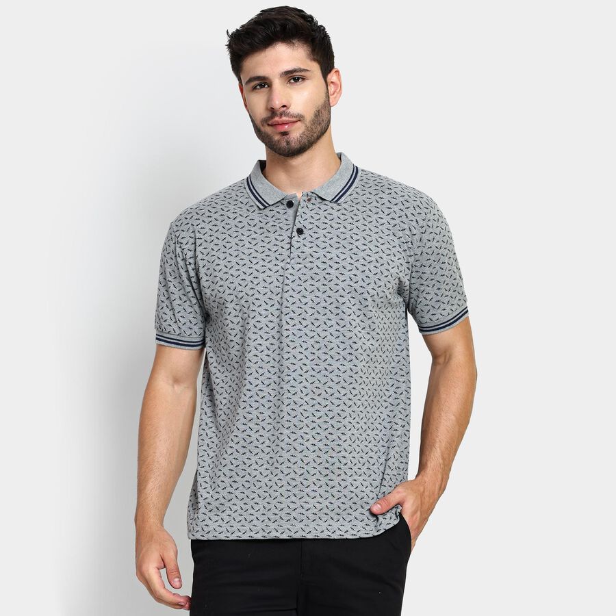 Men's Collared Half Sleeves T-Shirt , मिश्रित हल्का ग्रे, large image number null