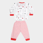 Infants Cotton Printed Baba Suit, White, small image number null