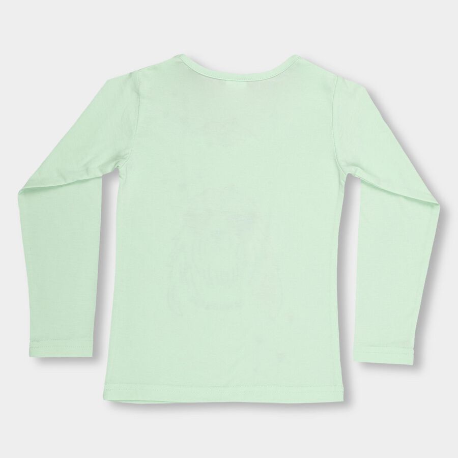 Girls' Light Mint Green Round Neck Casual Top, हल्का हरा, large image number null