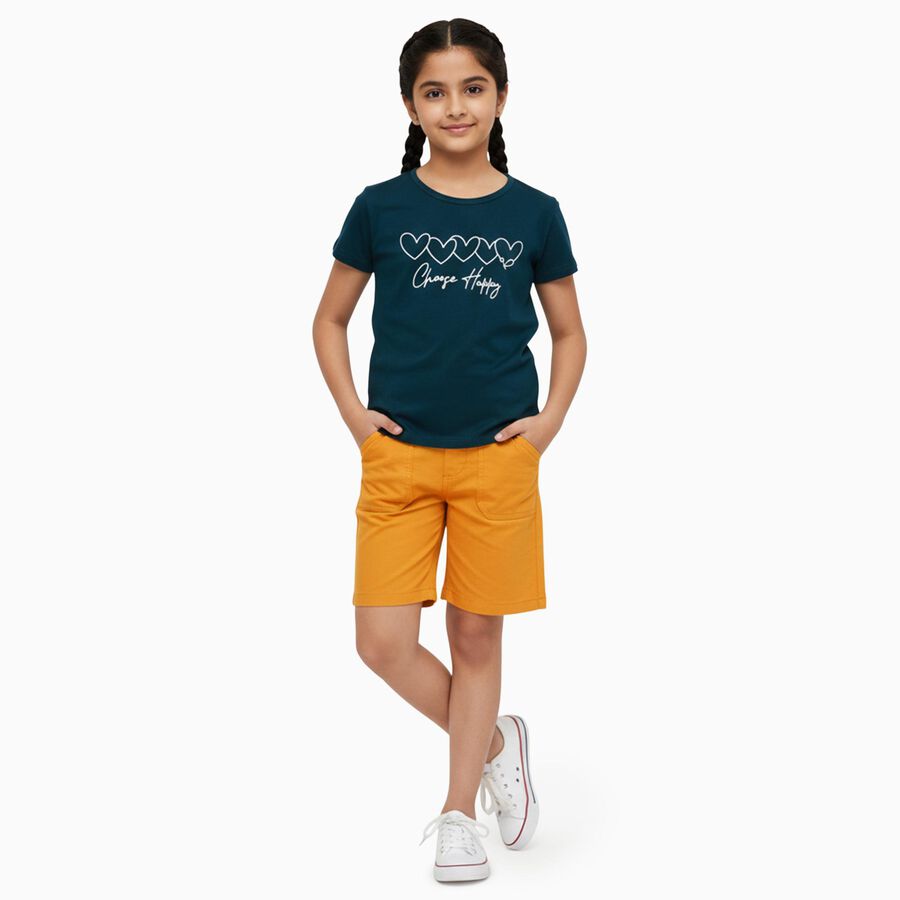 Girls' T-Shirt, गहरा हरा, large image number null