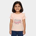 Girls' Pink Cotton Round Neck Casual T-Shirt, हल्का गुलाबी, small