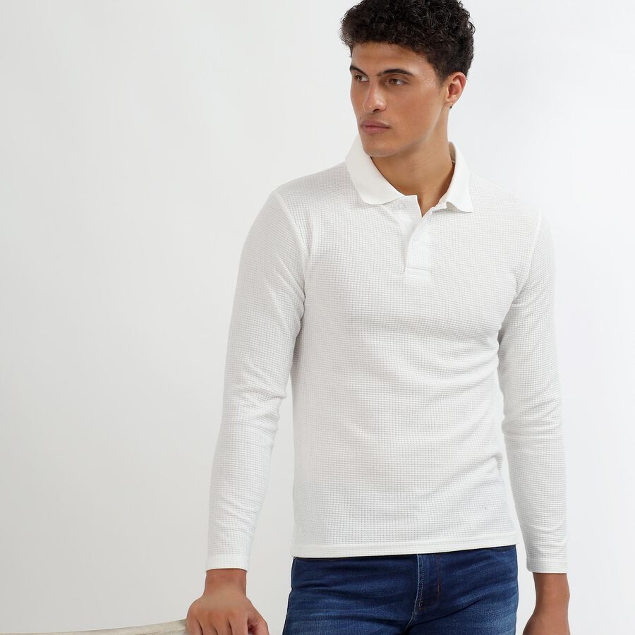 Men's White Polo Neck Classic T-Shirt, White, large image number null