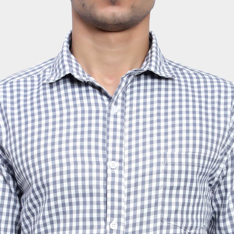 Checks Formal Shirt, Light Grey, large image number null