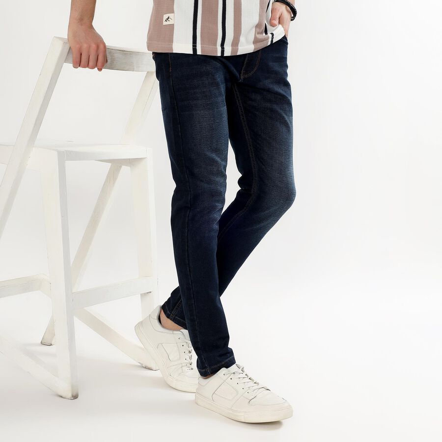 Men's Dark Indigo Skinny Fit Stretchable Jeans, गहरा नीला, large image number null