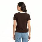 Women's Wine Cotton Blend Round Neck Regular T-Shirt, वाइन, small