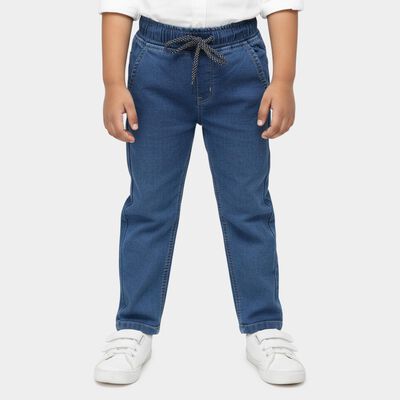 Boys' Blue Regular Fit Elastic Waist Jeans