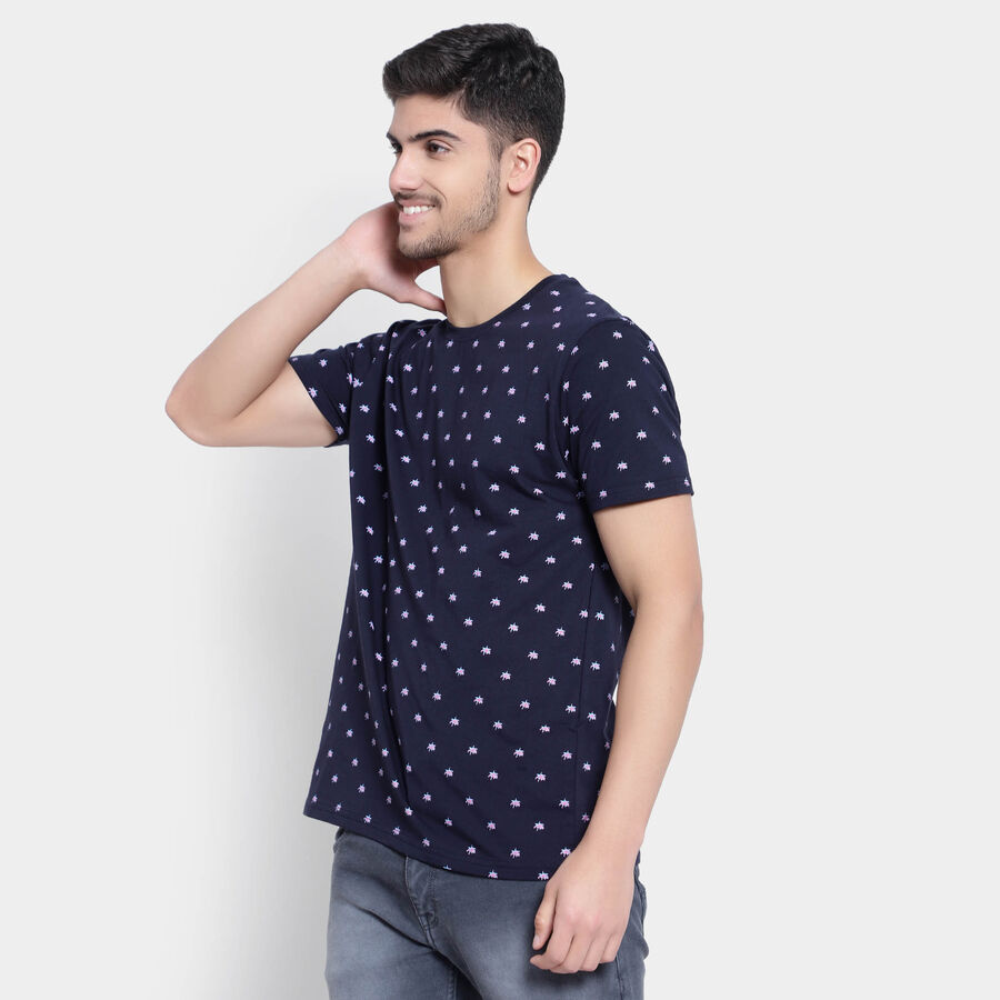Round Neck T-Shirt, Navy Blue, large image number null