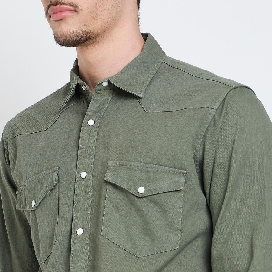 Men's 100% Cotton Casual Shirt , Light Green, large image number null