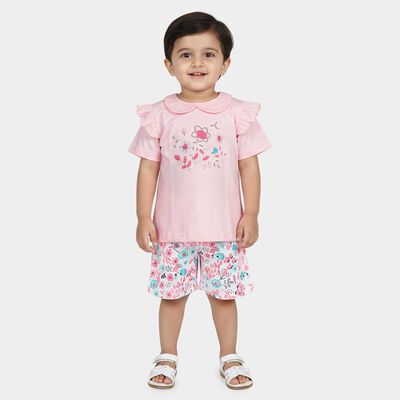 Infants Light Pink Cotton Upper and Bottom Set