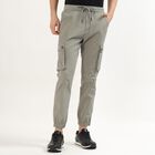 Men's Light Sage Green Slim Fit Cargo Trousers, हल्का ग्रे, small image number null