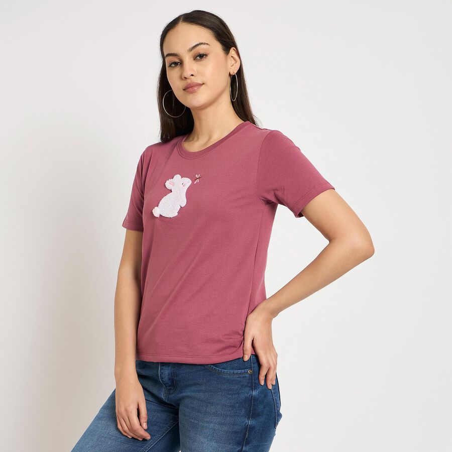 Ladies' Round Neck T-Shirt, Pink, large image number null