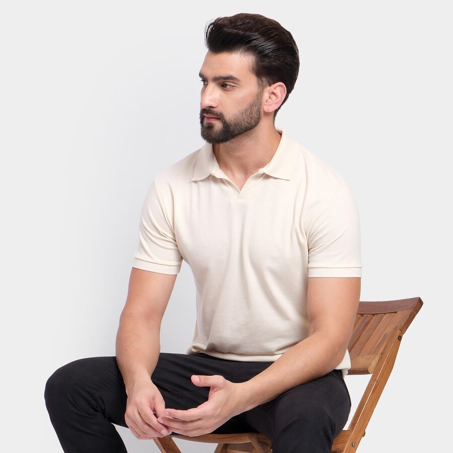 Men's Collared Half Sleeves T-Shirt , एक्रू मिश्रित, large image number null