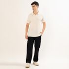 Men's Off-White Polo Neck Casual T-Shirt, Off White, small