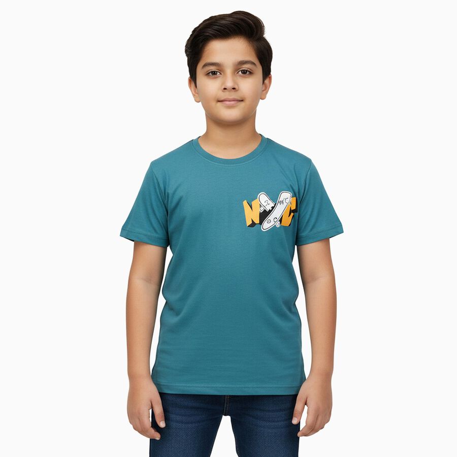 Boys' Half Sleeves T-Shirt, गहरा नीला, large image number null