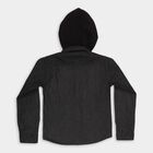 Boys Jet Black Hooded Casual Shirt, काला, small image number null