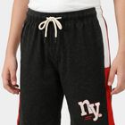 Boys' Black Regular Fit Athletic Bermuda Shorts, चारकोल, small