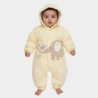 Infants' Yellow Hooded Elephant Appliqué Baba Suit, पीला, small image number null