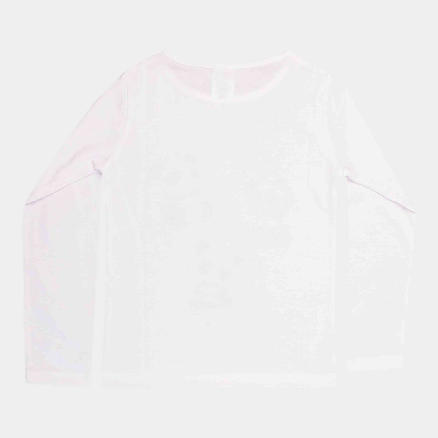 Girls Regular Round Neck Top, सफ़ेद, large image number null