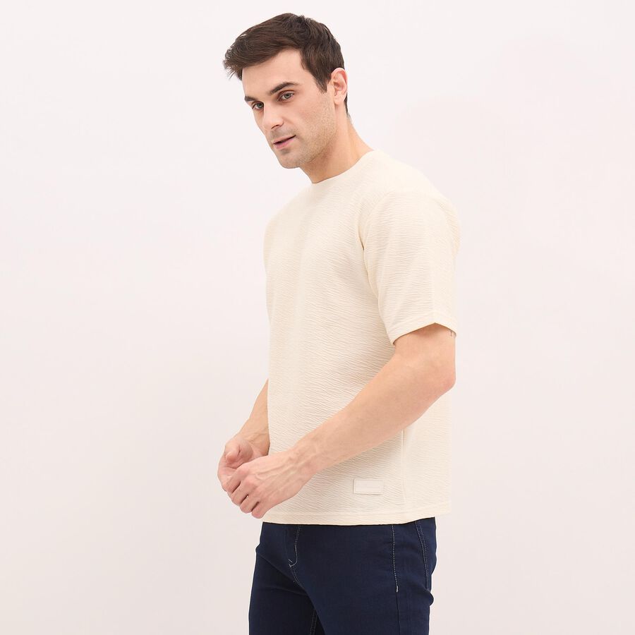 Men's White Round Neck T-Shirt, Off White, large image number null