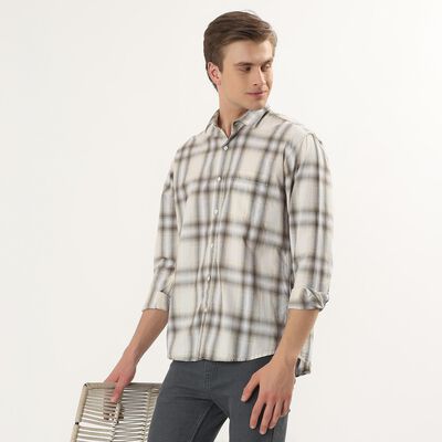 Men's Light Green Cotton Spread Collar Casual Shirt