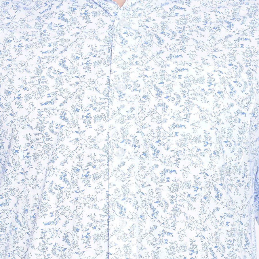 Printed Cotton Casual Shirt, White, large image number null