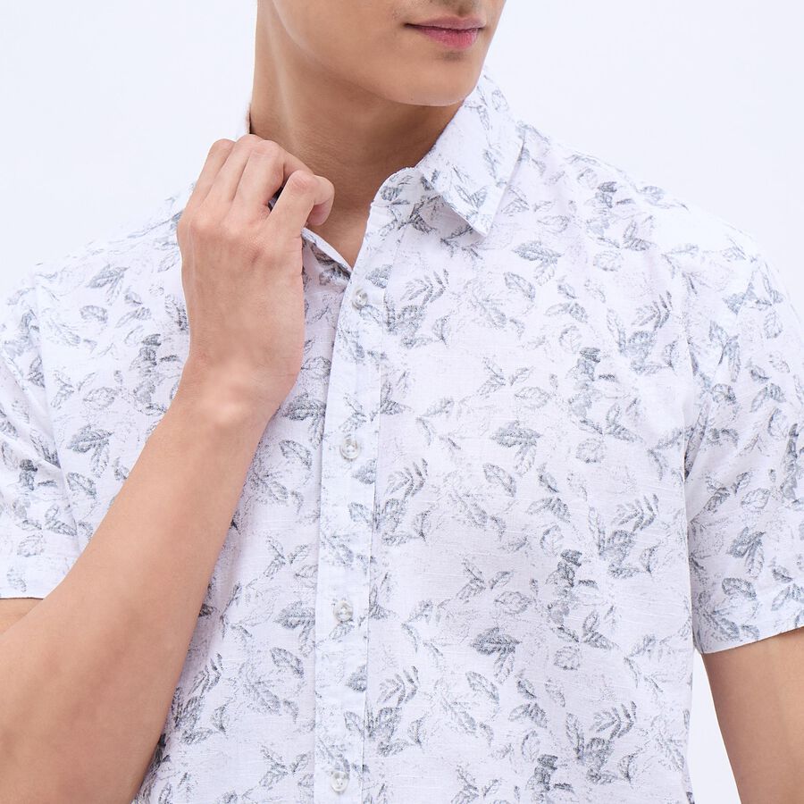 Men's White Cotton Regular Collar Casual Shirt, सफ़ेद, large image number null