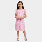Girls' Light Pink Cotton Blend Casual Frock, Light Pink, small