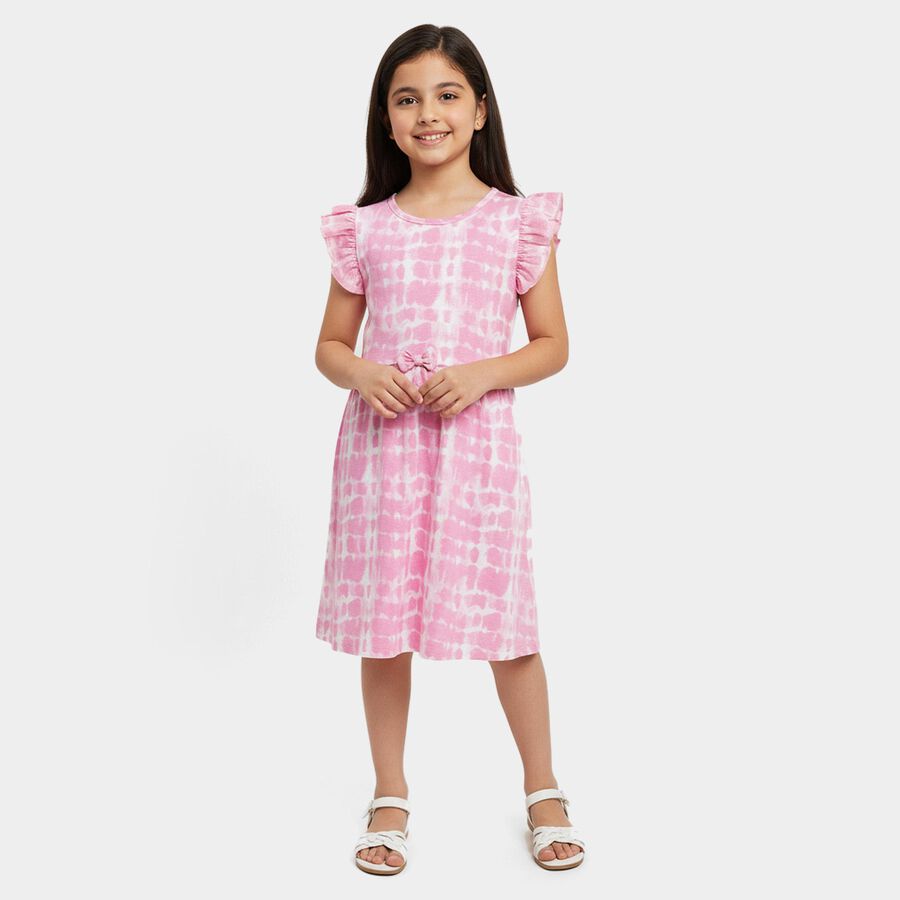 Girls' Light Pink Cotton Blend Casual Frock, Light Pink, large