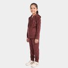 Girls Maroon Hooded Lounge Style Hipster Set, वाइन, small