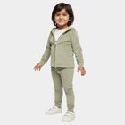 Girls Muted Sage Green Zip-Up Hoodie Casual Hipster Set, Light Green, small image number null