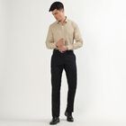 Men's Jet Black Slim Fit Flat-Front Formal Trousers, Black, small image number null