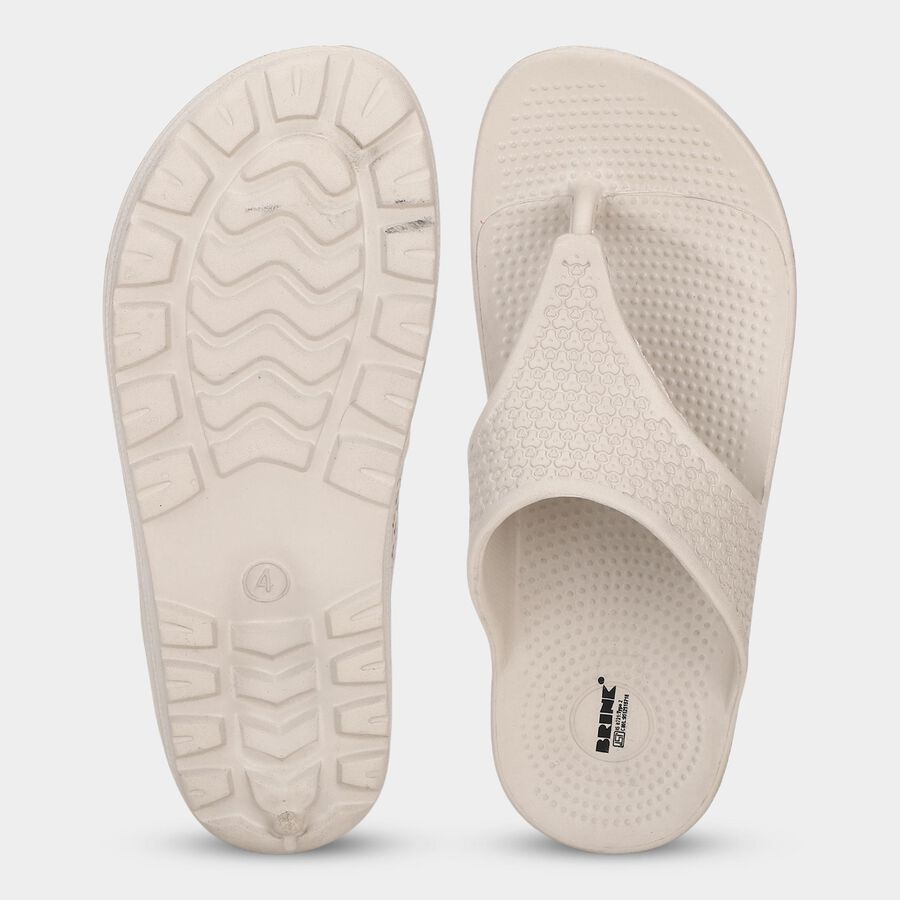 Women's Beige Wedge Flip-Flop Slippers, गहरा पीला, large