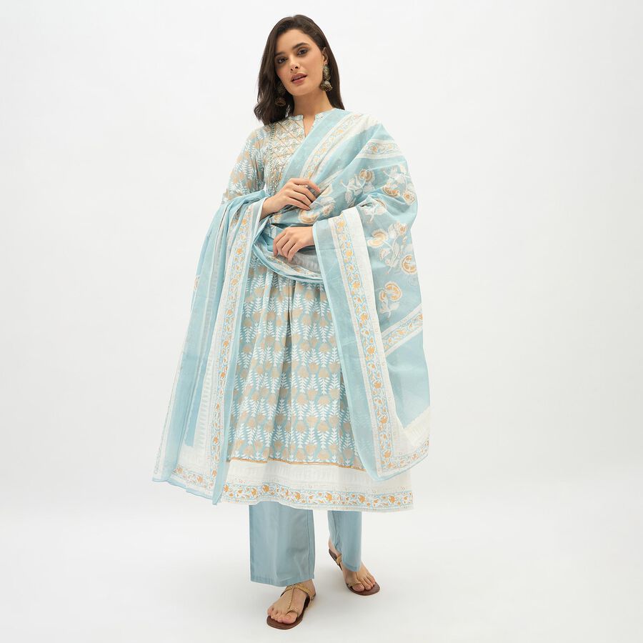Ladies' 100% Cotton Kurta, Light Blue, large image number null