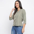Solid 3/4th Sleeves Shirt, Olive, small image number null
