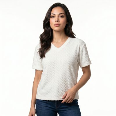 Women's White V-Neck Regular T-Shirt