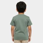 Boys' Muted Sage Green Cotton Crew Neck Casual T-Shirt, हल्का हरा, small
