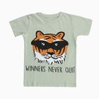 Boys Light Sage Green Cotton Crew Neck Casual T-Shirt, हल्का हरा, small image number null