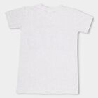 Boys' White Round Neck Printed T-Shirt, Ecru Melange, small