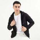 Men's Jet Black Hooded Neck Casual Sweatshirt, काला, small image number null