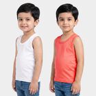 Boys Coral Cotton Round Neck Vest, मूँगा (कोरल), small